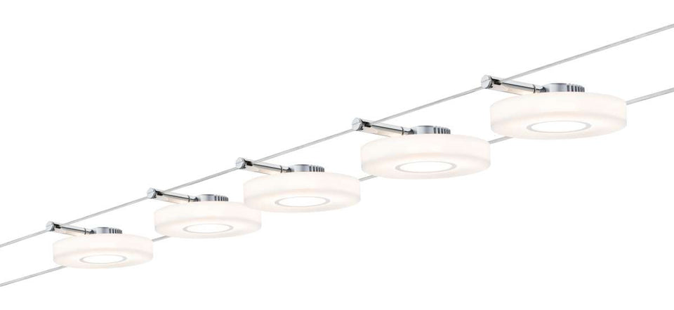 KABELSET 230 V-12V DC  "" LED DISC ''  CHROOM/SATIJN  5 LICHTS  ART NR: P94109%