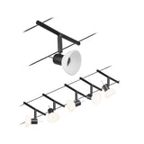 KABELSYSTEEM  230-12VOLT "" SKEELA"" MAT/ZWART/CHROOM 5 LICHTS MAX 60WATT  ART NR: P94450%