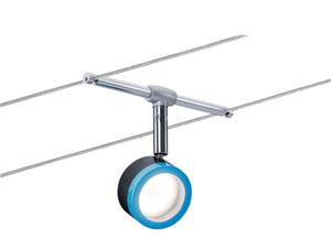 KABELSET  230V-12V DC ""BLAUW/LED"" ZWART/BLAUW/CHROOM 5 LICHTS  ART NR: P3982%