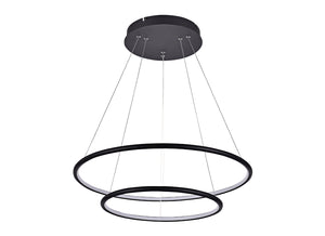 EXCLUSIEVE LED PENDEL '' UNNU '' 2 RINGS  ART NR:  3345005/    ( ZWART )