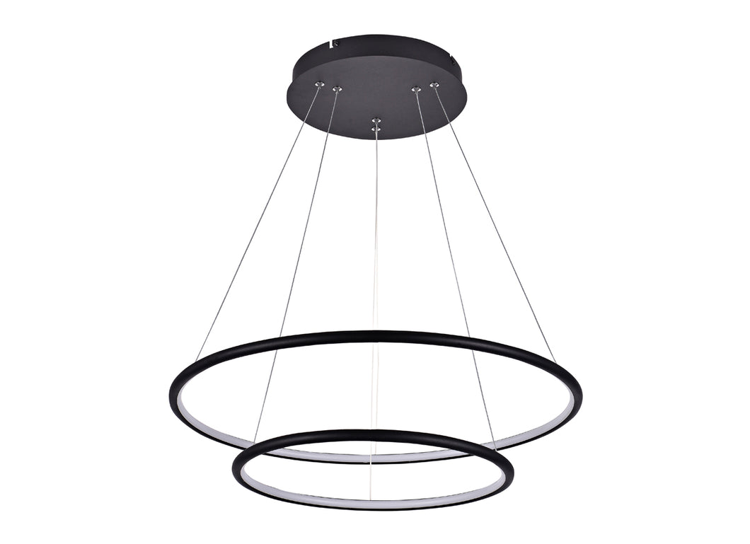 EXCLUSIEVE LED PENDEL '' UNNU '' 2 RINGS  ART NR:  3345005/    ( ZWART )