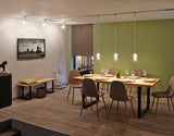 2 METER RECHTE STARTERSET 1 FASE TRACK/RAIL  "" SARIDO "" 3 GLAZEN HANGLAMPEN MAT/CHROOM  ART NR: LATH P94998%