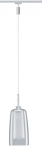 2 METER RECHTE STARTERSET 1 FASE TRACK/RAIL  "" SARIDO "" 3 GLAZEN HANGLAMPEN MAT/CHROOM  ART NR: LATH P94998%