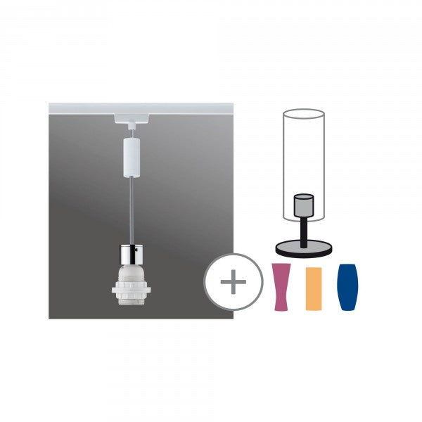 2 METER RECHTE STARTERSET 1 FASE TRACK/RAIL  "" SESSA ""  2 HANGLAMPEN WIT  ART NR: LATH P95366%