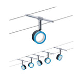 KABELSET  230V-12V DC ""BLAUW/LED"" ZWART/BLAUW/CHROOM 5 LICHTS  ART NR: P3982%