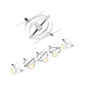 KABELSYSTEEM  230-12VOLT "" KARDAN "" WIT/ CHROOM 5 LICHTS MAX 60WATT  ART NR: P94436%