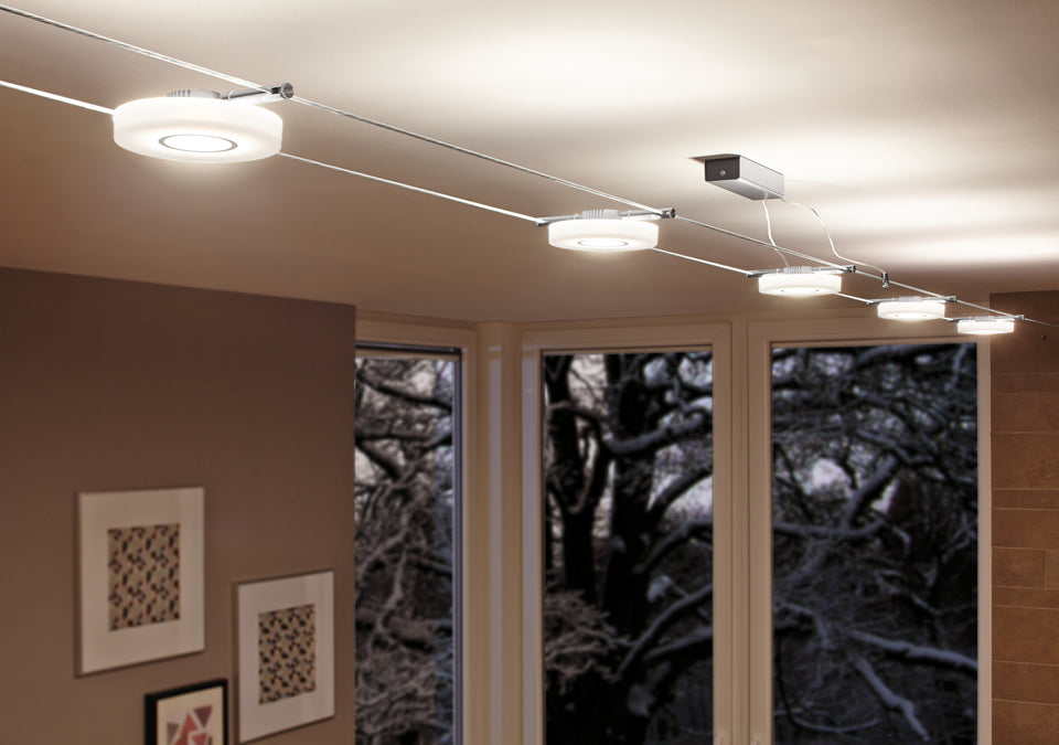 KABELSET 230 V-12V DC  "" LED DISC ''  CHROOM/SATIJN  5 LICHTS  ART NR: P94109%