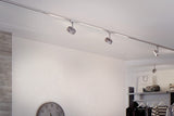 L-VORMIGE  STARTERSET 1 FASE TRACK/RAIL  "" CIRKEL ""  5 LICHTS MAT/CHROOM  ART NR: LATH P95271%
