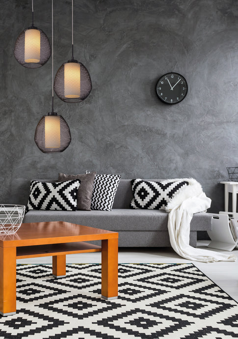 HANGLAMP DUNKI  3 LICHTS DE LUXE MAT/ ZWART/WIT GLAS     ART NR 23410116/