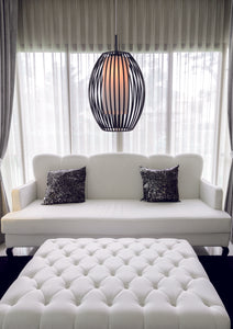 HANGLAMP  CUNA 1 LICHTS DE LUXE MAT ZWART/WIT GLAS     ART NR 23410120/