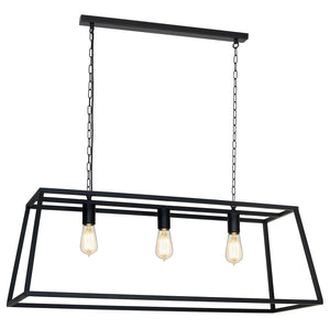 HANGLAMP '' DAGO '' 3 LICHTS DE LUXE ZWART    1000     ART NR 22717046/