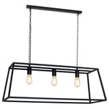 HANGLAMP '' DAGO '' 3 LICHTS DE LUXE ZWART    1000     ART NR 22717046/