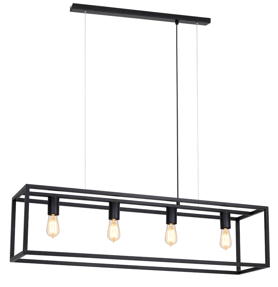 HANGLAMP '' DAGO '' 4 LICHTS DE LUXE  ZWART   1000     ART NR 22717051/