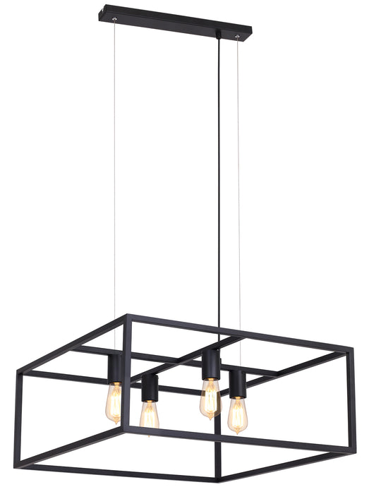 HANGLAMP '' DAGO '' 4 LICHTS DE LUXE ZWART   600     ART NR 22717055/