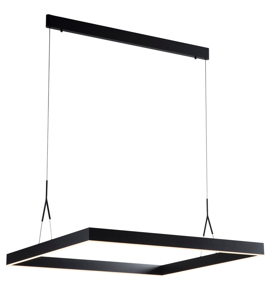 EXCLUSIEVE LED PENDELLAMP ""TURE"" VIERKANT 900-900mm MAT/ZWART ART NR: 23300710/