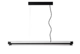 MODERNE PENDELLAMP "" LUXAR "" 2 LICHTS LED BUIS  MAT/ ZWART + HELDER GLAS  ART NR: 23300728/