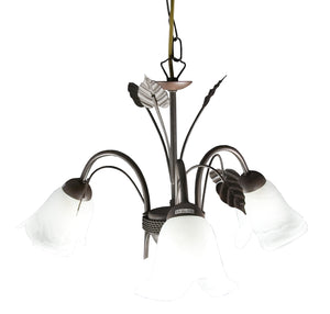 HANGLAMP 3-LICHTS  "'DOMOR'' ZWART/WIT GLAS  ART NR: 23403174/