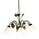 HANGLAMP 5-LICHTS  "'DOMOR'' ZWART/WIT GLAS  ART NR: 23403175/