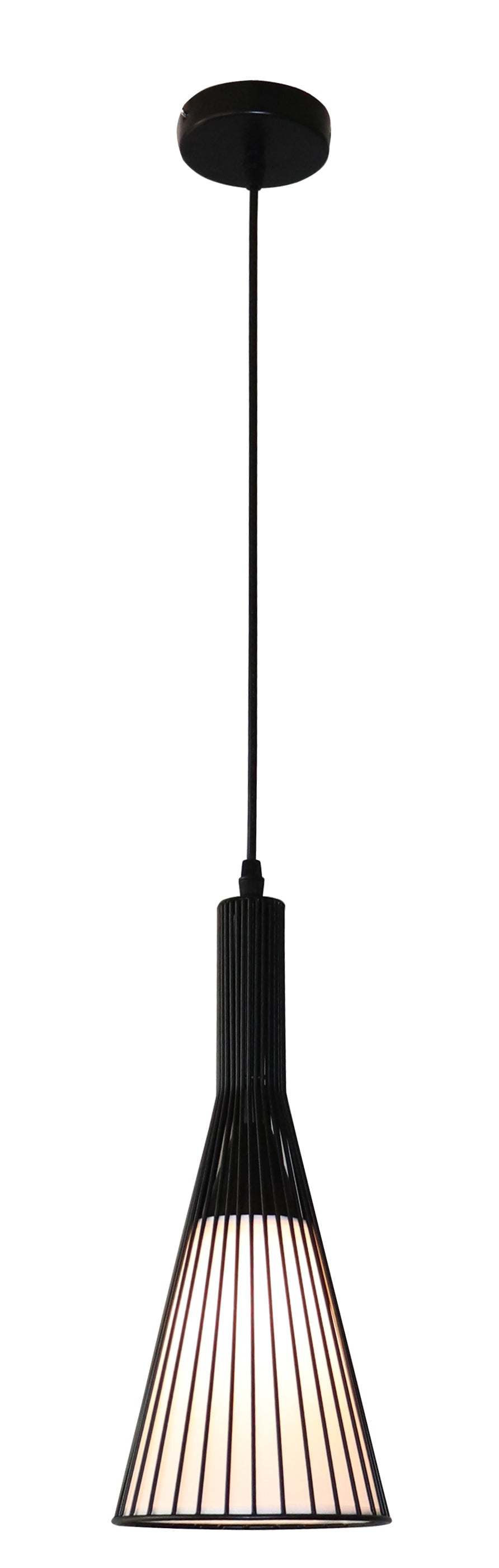 ''OHAN''' HANGLAMP 1 LICHTS DE LUXE ZWART/WITTE KAP     ART NR 23403525/