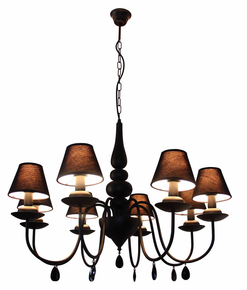 HANGLAMP 8-LICHTS  "'C0ROLA '' ZWART  ART NR: 23403536/