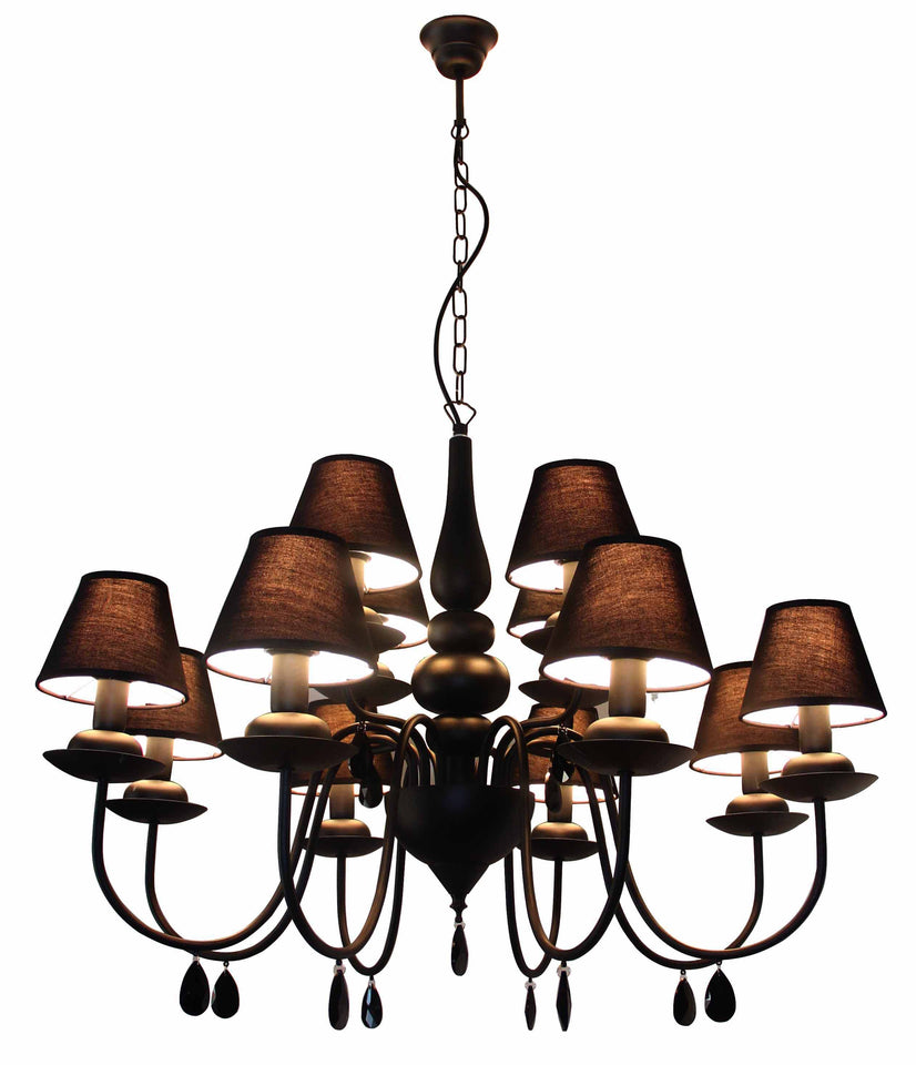 HANGLAMP  12-LICHTS  "' C0ROLA '' ZWART  ART NR: 23403537/