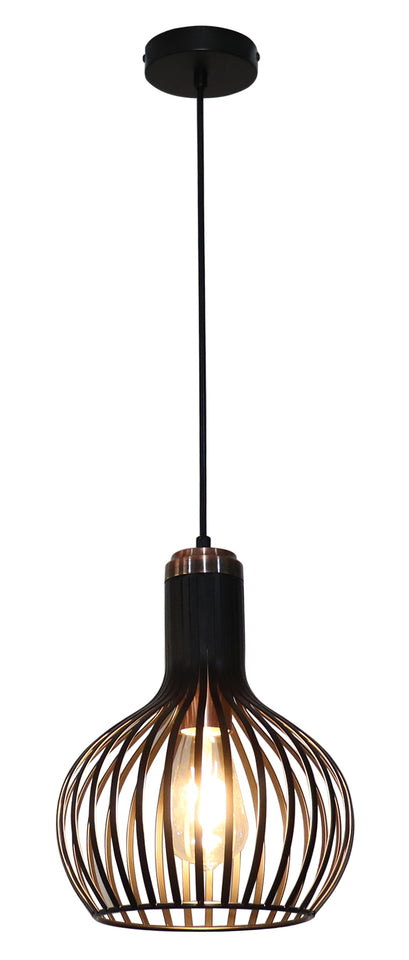 SAGA HANGLAMP 1 LICHTS DE LUXE ZWART/KOPER     ART NR 23403550/