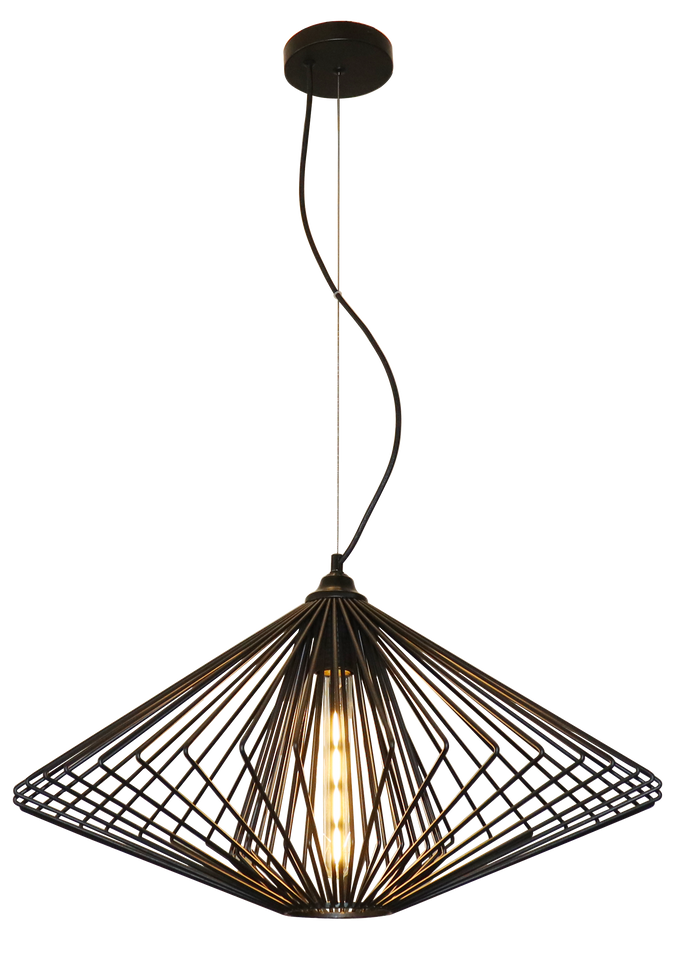 HANGLAMP '' LAXOS '' 1 LICHTS DE LUXE  ZWART   600     ART NR 23403561/
