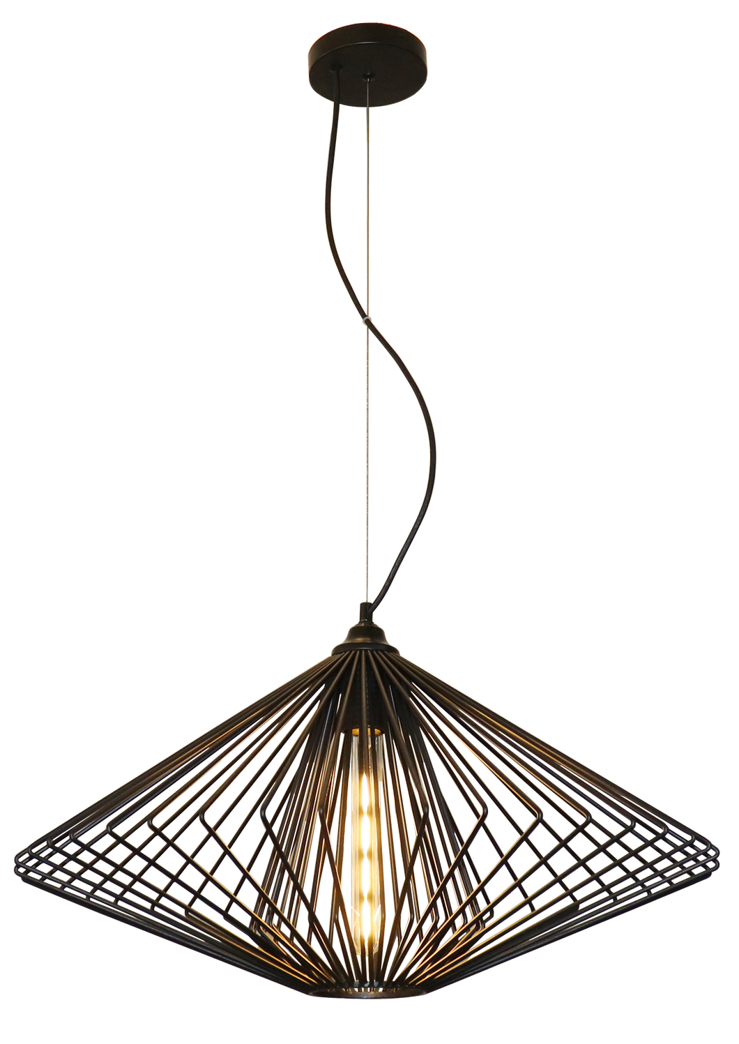 HANGLAMP '' LAXOS '' 1 LICHTS DE LUXE  ZWART   600     ART NR 23403561/