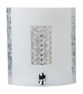 WANDLICHT  1-LICHTS  "' HANA ''  CHROOM / WIT /ZILVER  ART NR: 23408180/