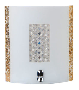 WANDLICHT  1-LICHTS  "' HANA ''  CHROOM / WIT /GOUD  ART NR: 23408187/