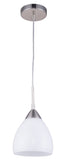 ''LINIS'' HANGLAMP DE LUXE GESCHUURD STAAL/WIT GLAS  200        ART NR 23410125/