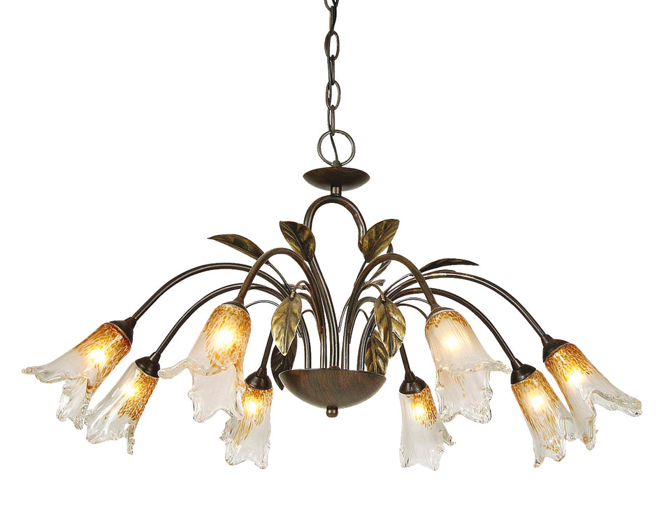 HANGLAMP 8-LICHTS  "' JONO '' ROEST/GOUD  ART NR: 23416046/