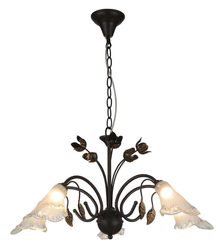 HANGLAMP 5-LICHTS  "'NONO ''  ROEST/WIT  ART NR: 23416135/