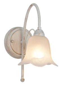 WANDLAMP 1-LICHTS  "' BORYO '' ANTIEK/WIT  ART NR: 23416151/