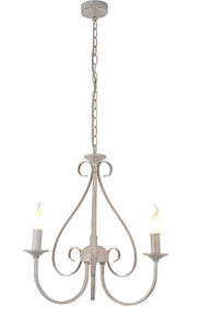 KROONLUCHTER ""BARQUIS"" 3 LICHTS ANTIEK WIT  ART NR: 23416174/