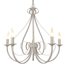 KROONLUCHTER ""BARQUIS"" 5 LICHTS ANTIEK WIT  ART NR: 23416175/