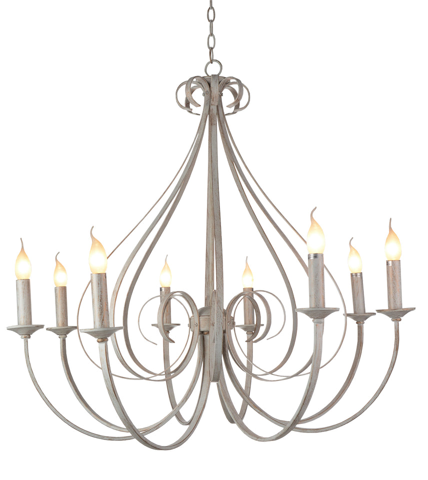 KROONLUCHTER ""BARQUIS"" 8 LICHTS ANTIEK WIT  ART NR: 23416176/
