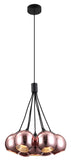 HANGLAMP "" BOGODO '' ZWART  7 LICHTS GLAS BOLLEN KOPER KLEURIG   ART NR 23416194/