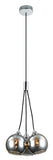 HANGLAMP ""BOGODO '' CHROOM  3 LICHTS GLAS BOLLEN SMOKE GRIJS   ART NR 23416198/