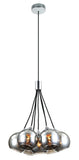 HANGLAMP "" BOGODO '' CHROOM  7 LICHTS GLAS BOLLEN SMOKE GRIJS   ART NR 23416199/