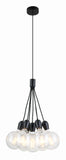HANGLAMP "" NOBAR '' ZWART 7 LICHTS GLAS BOLLEN HELDER      ART NR 23416233/