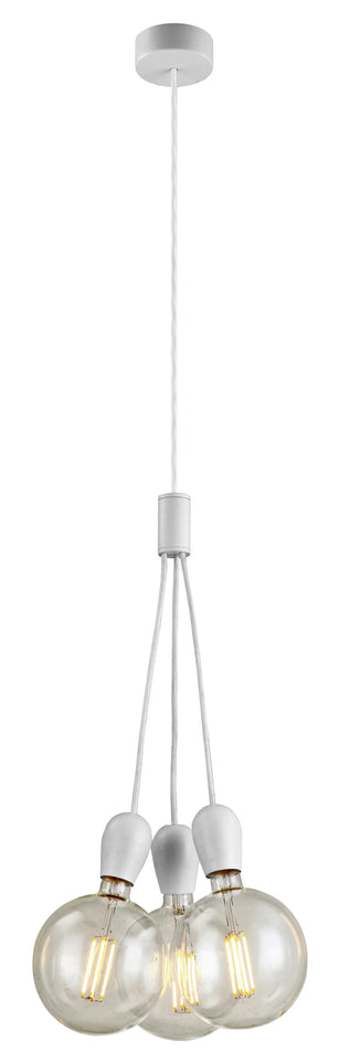 HANGLAMP "" NOBAR '' WIT  3 LICHTS GLAS BOLLEN HELDER      ART NR 23416241/
