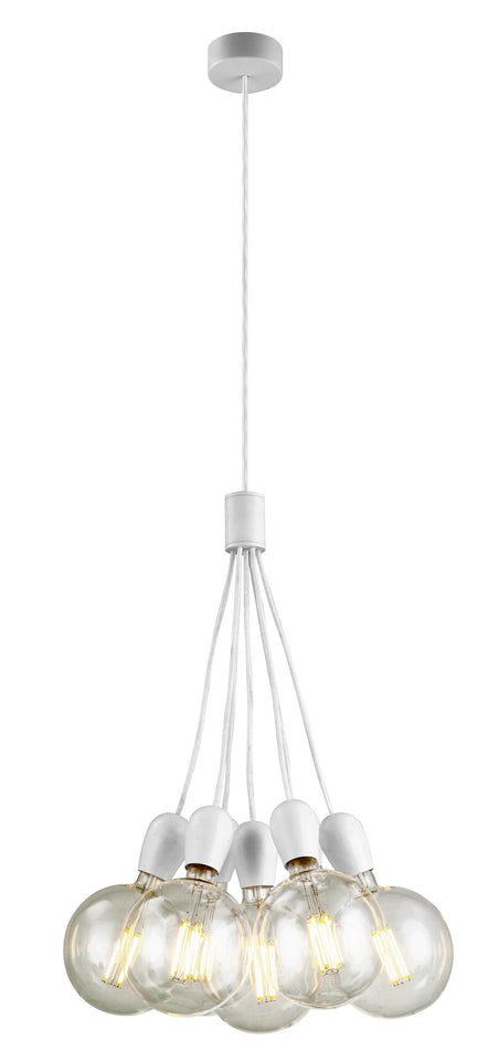 HANGLAMP "" NOBAR ''  WIT 7 LICHTS GLAS BOLLEN HELDER      ART NR 23416243/
