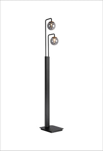 VLOERLAMP  : SURU :: 2 LICHTS ZWART/BRONS/SMOKE GRIJS GLAS   ART NR: 23416269/