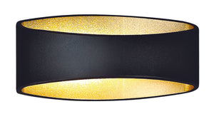 WANDSPOT ""YRA""  LED  OVAAL  MAT/ZWART/GOUD  ART NR: 23425053/