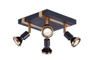 "" COBUS '''" SPOT LED 4 LICHTS VIERKANT ZWART/BRONS  ART NR 23427010/