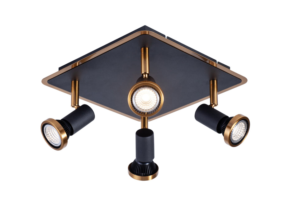 """MIBIT '''" SPOT LED 4 LICHTS VIERKANT ZWART/BRONS  ART NR 23427068/