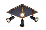 """MIBIT '''" SPOT LED 4 LICHTS VIERKANT ZWART/BRONS  ART NR 23427068/