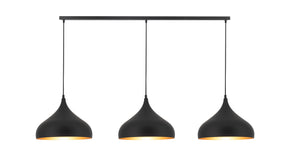 BONIN HANGLAMP DE LUXE 3 LICHTS  MAT ZWART/GOUD       ART NR 23432015/