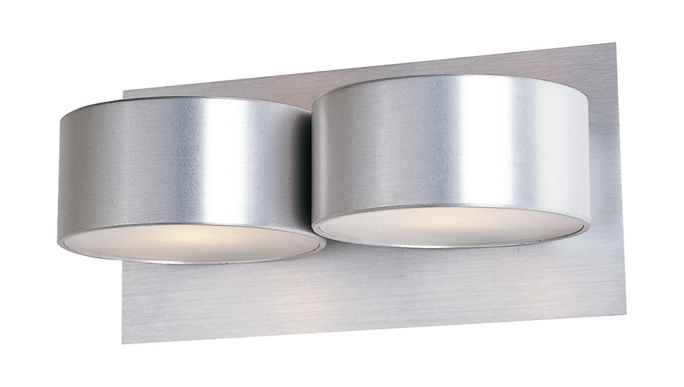 WANDSPOT ""TIC-TAC"" LED 2 LICHTS  GESCHUURD ALUMINIUM         ART NR 24012137/